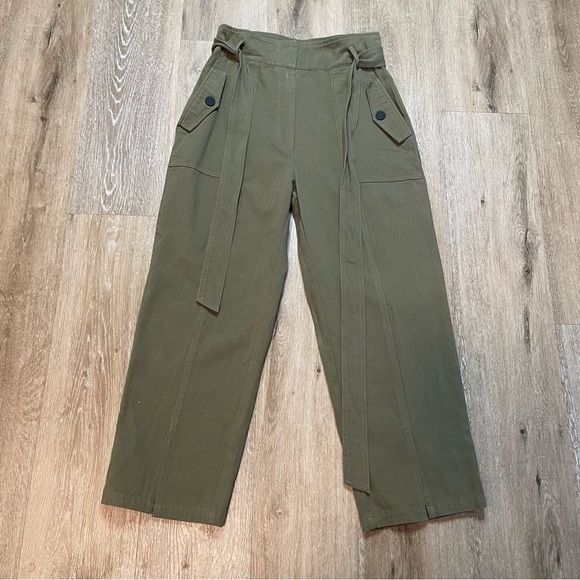 Gilli Straight Leg Women’s Pants Capri With Belt High Waisted Size M - Olive - Picture 1 of 16
